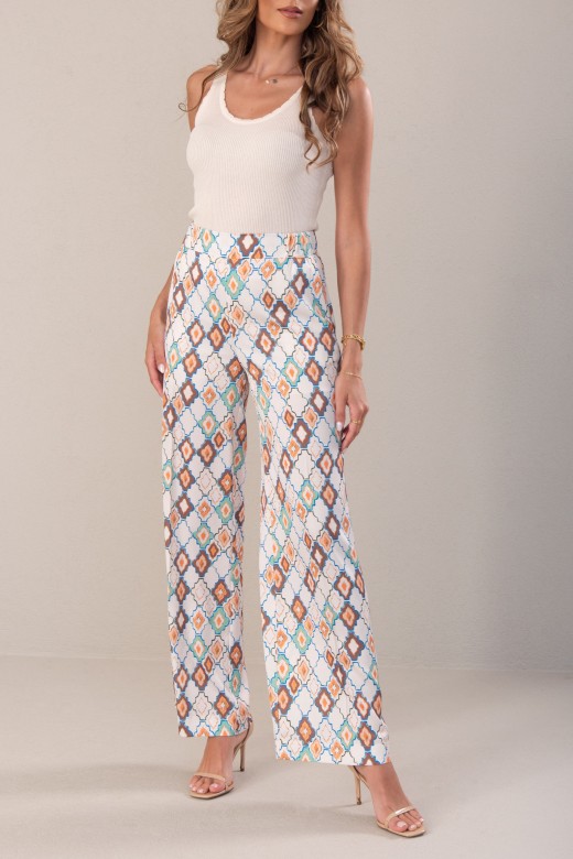 Pantalones wide leg de satn estampado