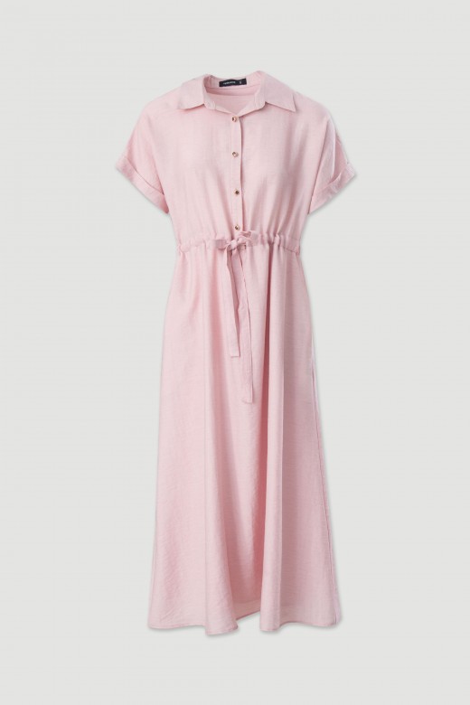 Midi dress in linen blend with adjustable waist