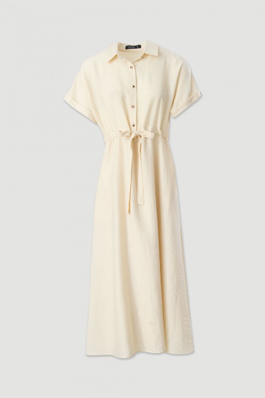Midi dress in linen blend with adjustable waist