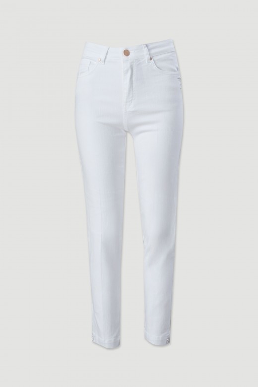 Cotton twill pants with transfer application