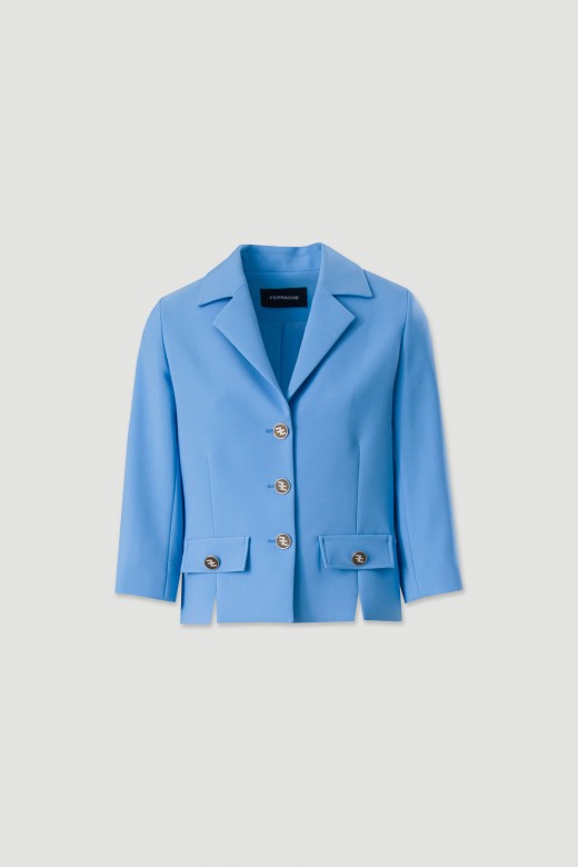 Blazer clssico curto com colarinho