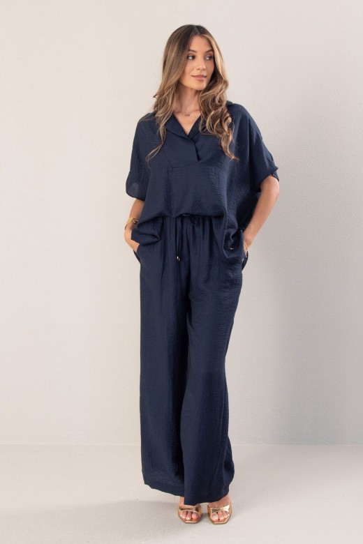 Wide-leg trousers in linen blend