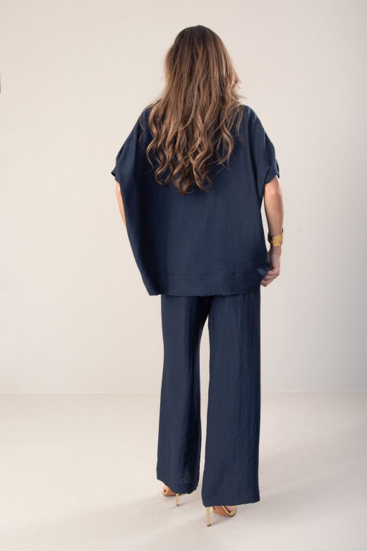 Wide-leg trousers in linen blend
