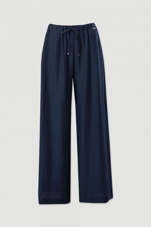 Wide-leg trousers in linen blend