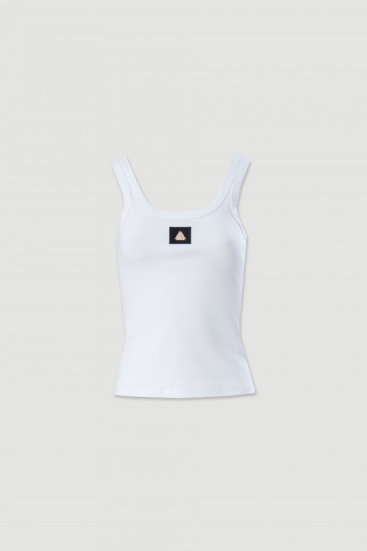 Top em algodo com detalhe metlico