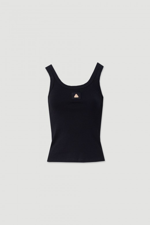 Top em algodo com detalhe metlico
