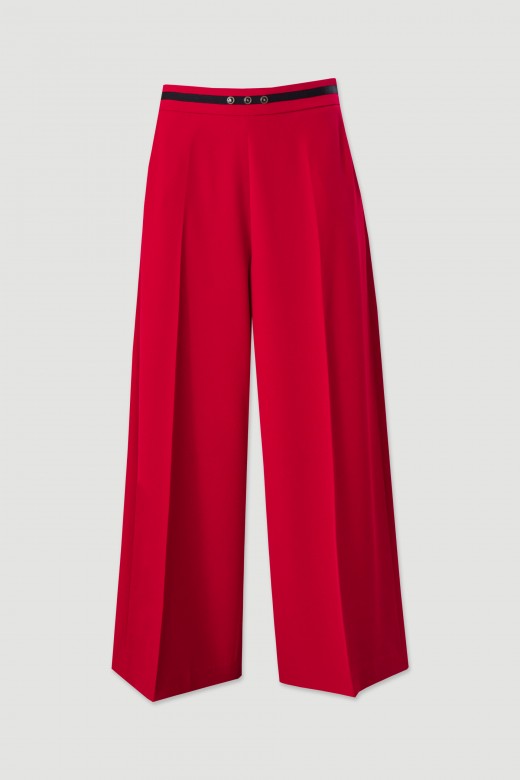 Wide-leg culotte trousers with contrasting fabric detail