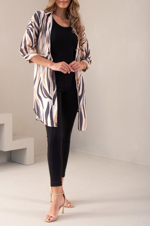 Printed shirt dress with belt