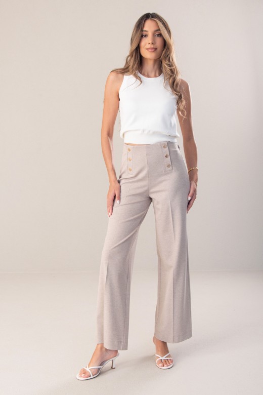 Pantalones wide leg con cinturn elstico interior