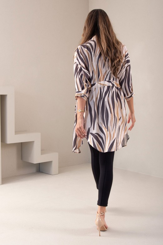 Printed shirt dress with belt