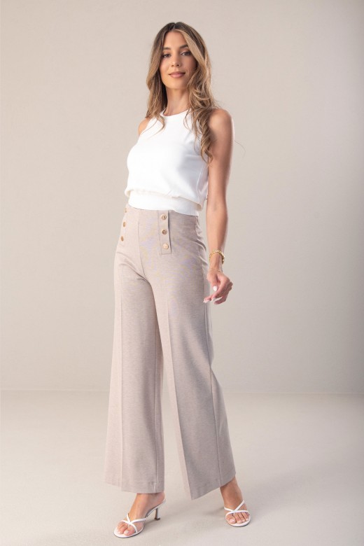 Pantalones wide leg con cinturn elstico interior