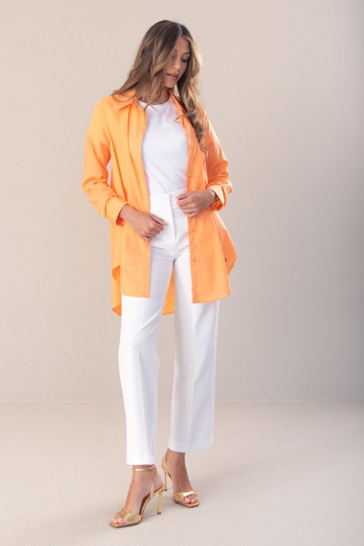 Long asymmetrical shirt dress