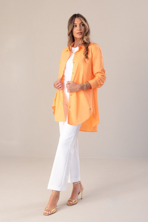 Long asymmetrical shirt dress