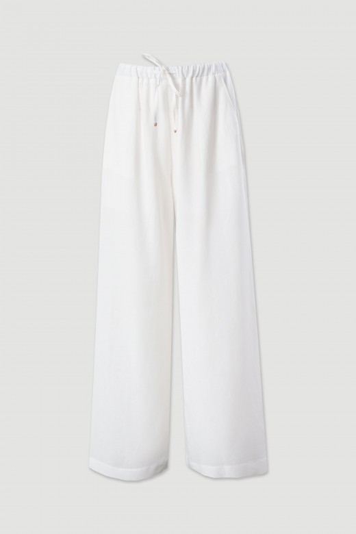 Cala fluda wide leg com cintura subida