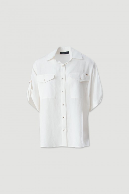 Blusa em linho com manga 3/4