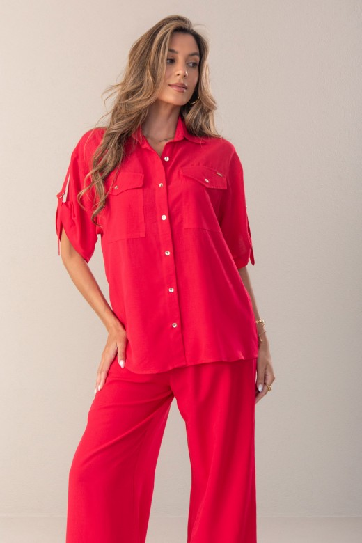 Blusa em linho com manga 3/4