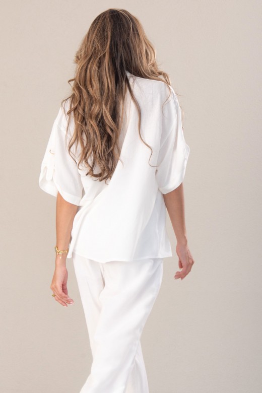 Blusa em linho com manga 3/4