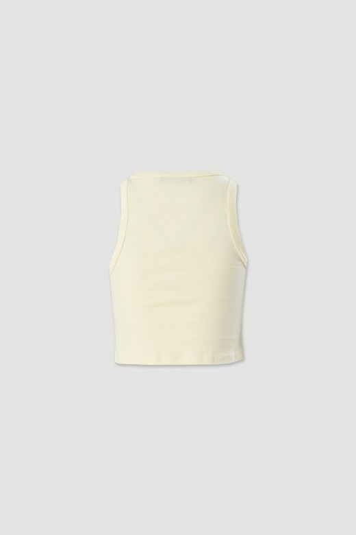 Top curto em algodo com detalhe bordado
