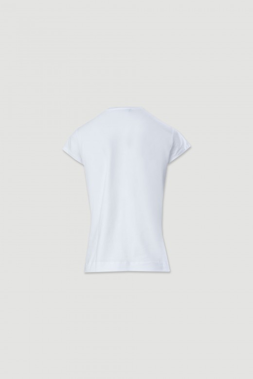 T-shirt em algodo com estampado frontal e transfers