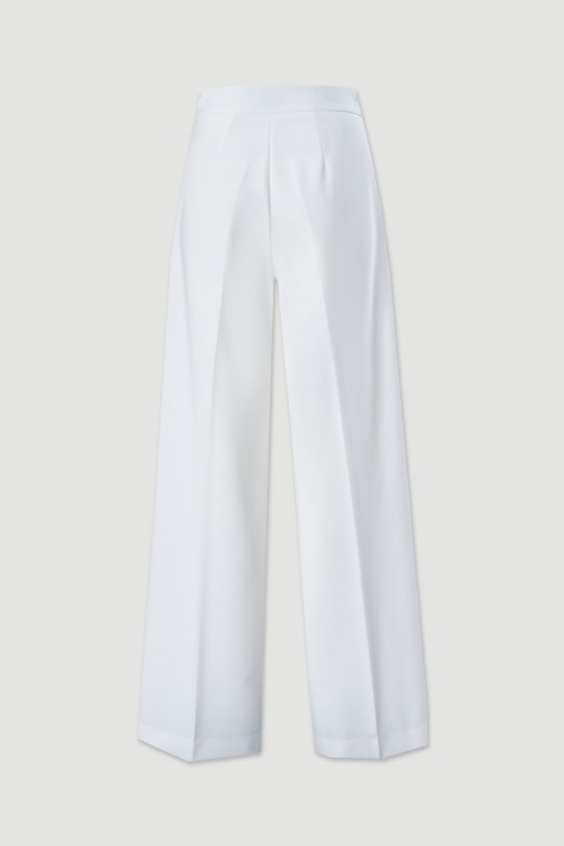 Calça wide leg de cintura subida com detalhe frontal Calça wide leg de cintura subida com detalhe frontal
