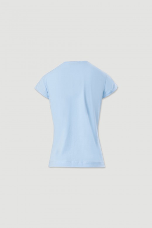 T-shirt em algodo com estampado frontal e transfers