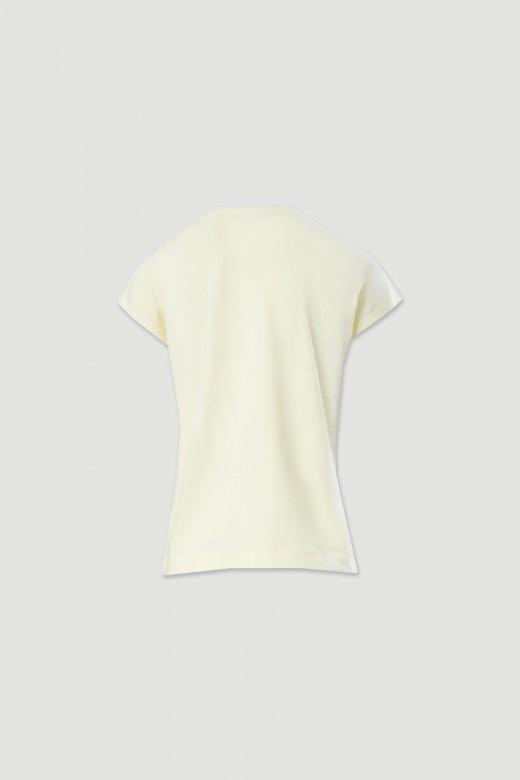 T-shirt em algodo com estampado frontal e transfers