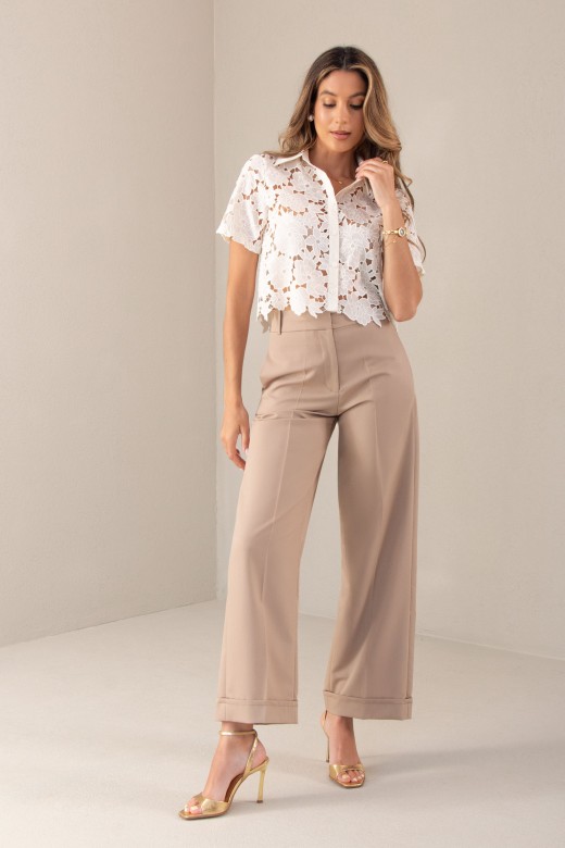 Cala clssica wide leg com dobra