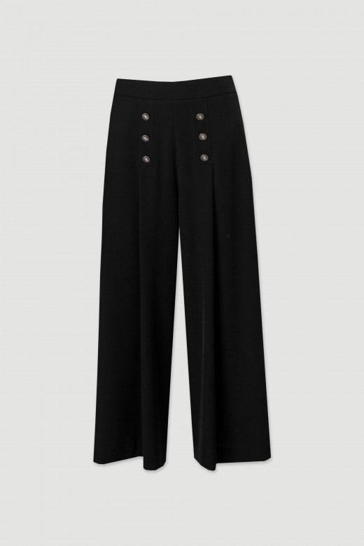 Pantalon culotte fluide avec ceinture élastique à l´arrière Pantalon culotte fluide avec ceinture élastique à l´arrière
