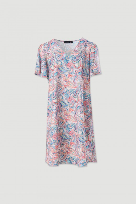 Robe fluide imprime  manches courtes
