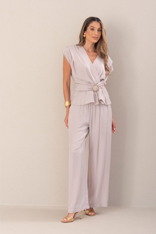 Wide-leg trousers in fluid fabric with adjustable waist