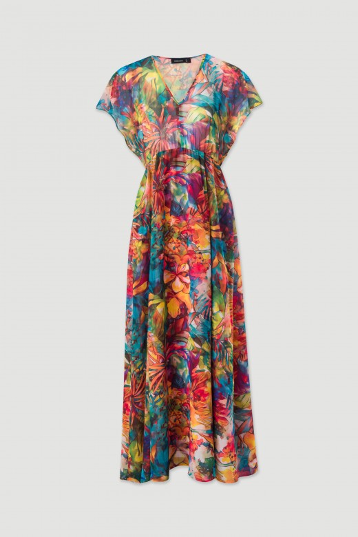 Robe longue imprime en tissu fluide