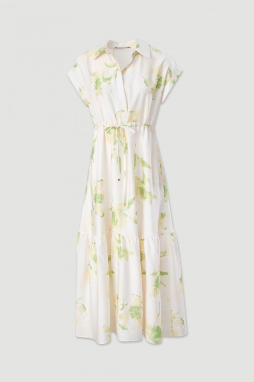 Printed midi dress with adjustable waist