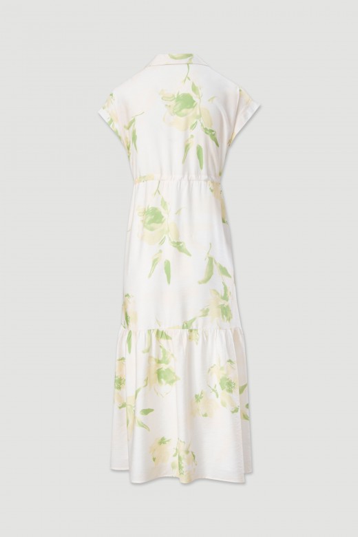 Printed midi dress with adjustable waist