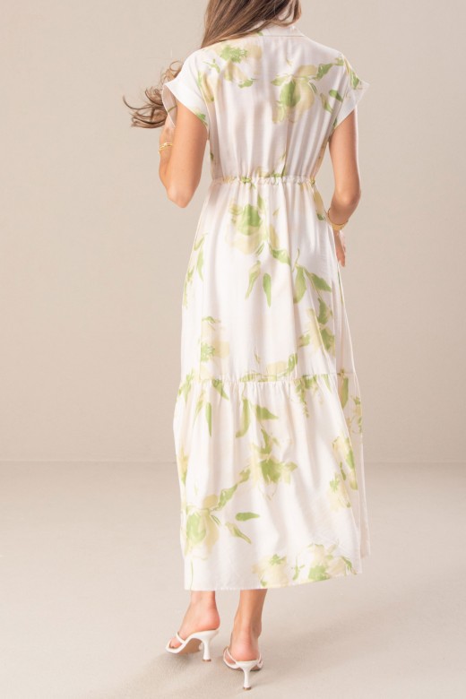 Printed midi dress with adjustable waist