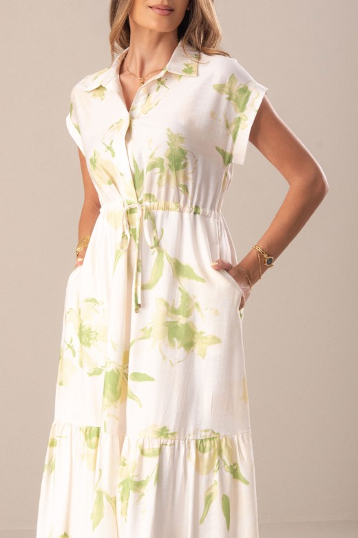 Printed midi dress with adjustable waist