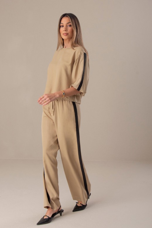 Pantaln palazzo fluido con cinturn elstico