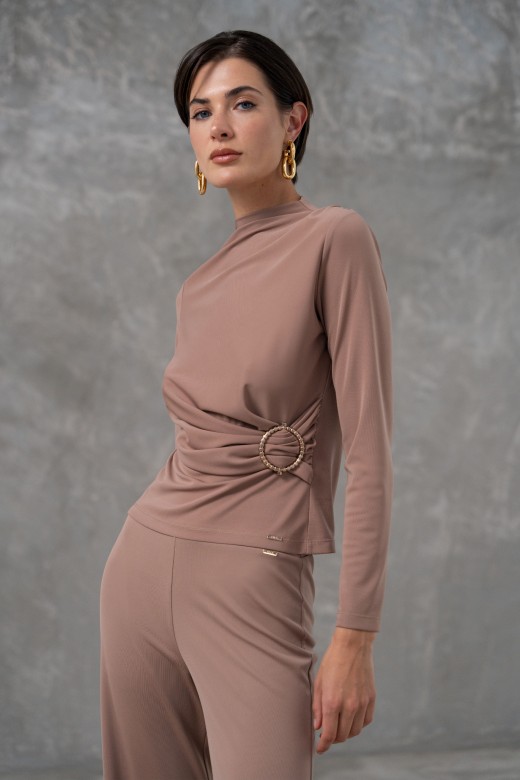 Knit sweater with golden detail