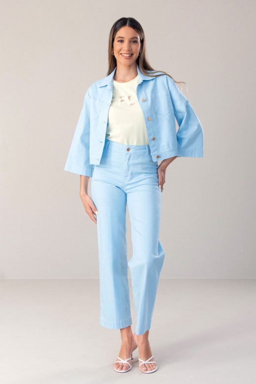 Cotton jacquard fabric pants