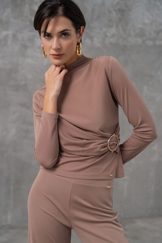Knit sweater with golden detail