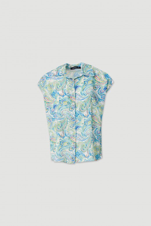 Blusa fluida estampada de manga curta