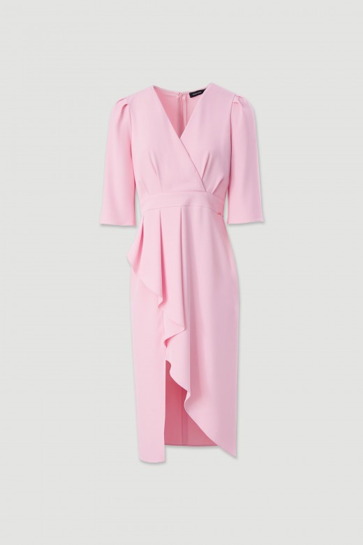 Fitted dress with wrap neckline