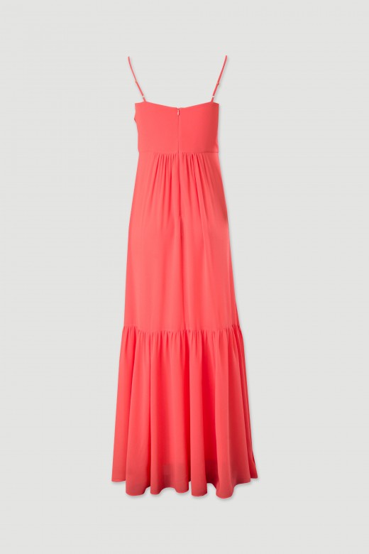 Long fluid dress with draped neckline Long fluid dress with draped neckline