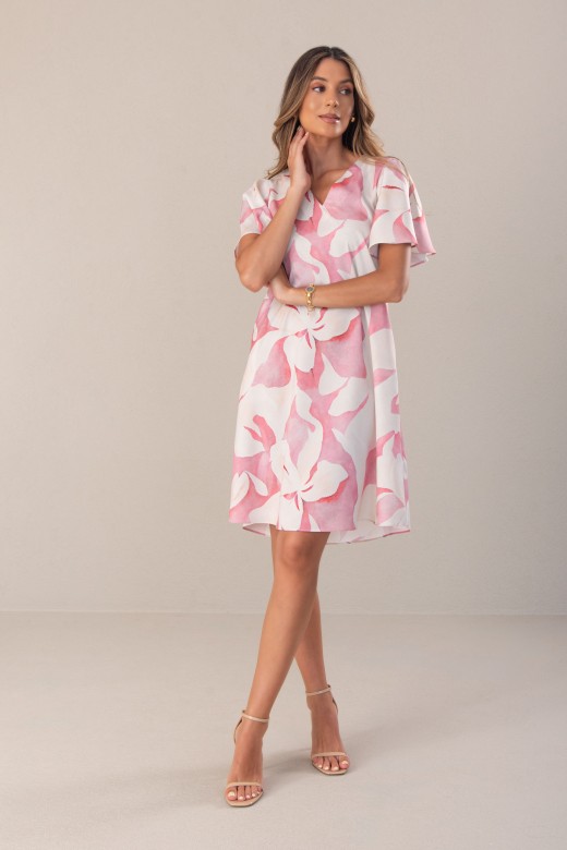 Short fluid printed dress