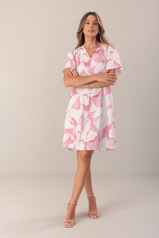 Short fluid printed dress