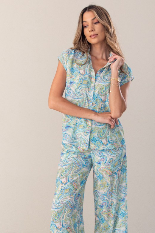 Blouse fluide imprime  manches courtes