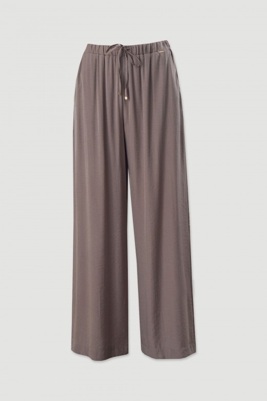 Wide-leg trousers in fluid fabric with adjustable waist