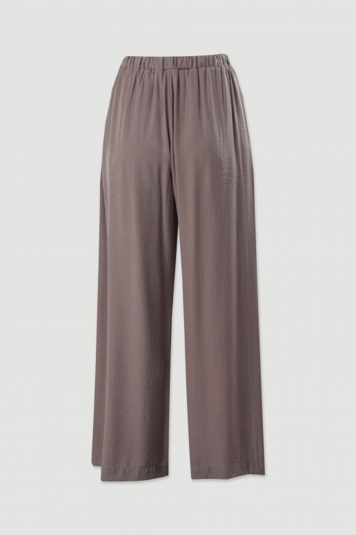 Wide-leg trousers in fluid fabric with adjustable waist