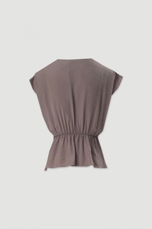 Wrap-neck tunic with metallic detail