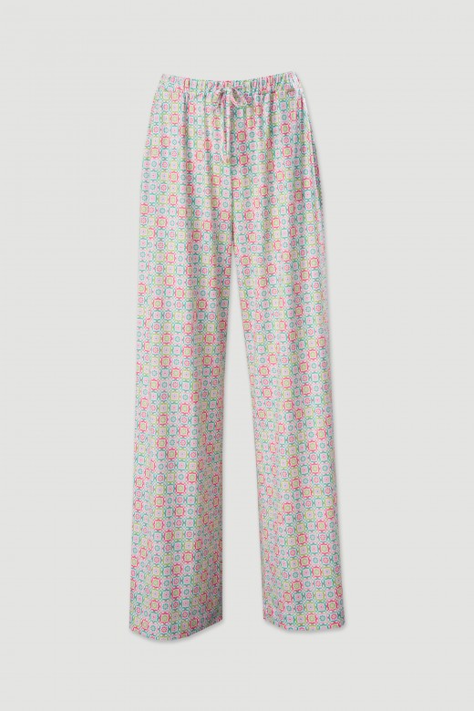 Pantalon wide leg en maille froide imprime