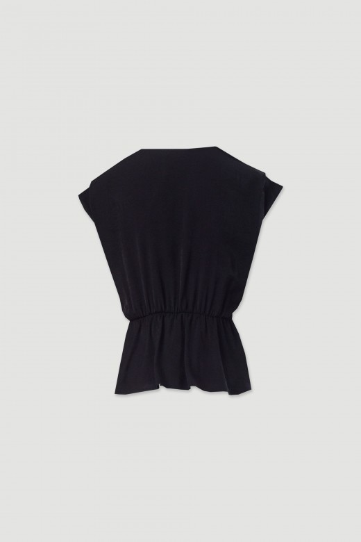 Wrap-neck tunic with metallic detail